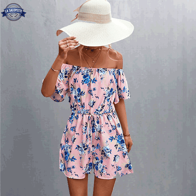 Combishort Fleuri Rose Femme