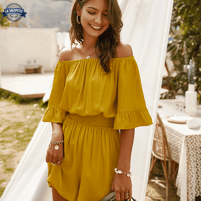 Combishort Femme Moutarde