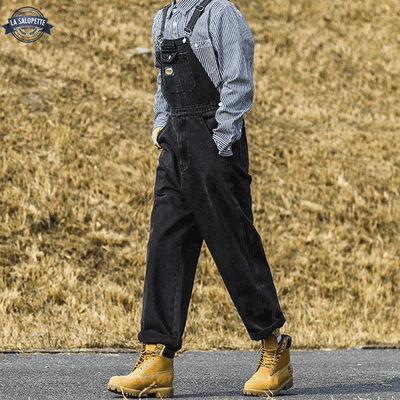 Salopette in Jeans<br> Nera di Rameau