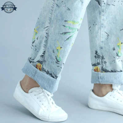 Pantalon Salopette à Fleurs