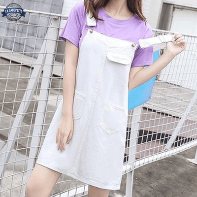 Robe Salopette Jean Blanc