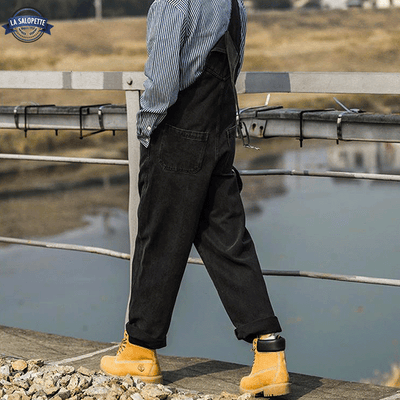 Salopette in Jeans<br> Nera di Rameau