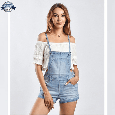 Salopette Short Denim Bleu