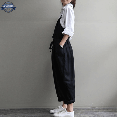 Salopette Vintage Noire Style Bohème