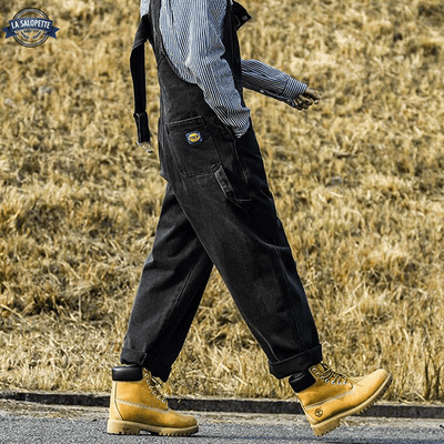 Salopette in Jeans Nera di Rameau
