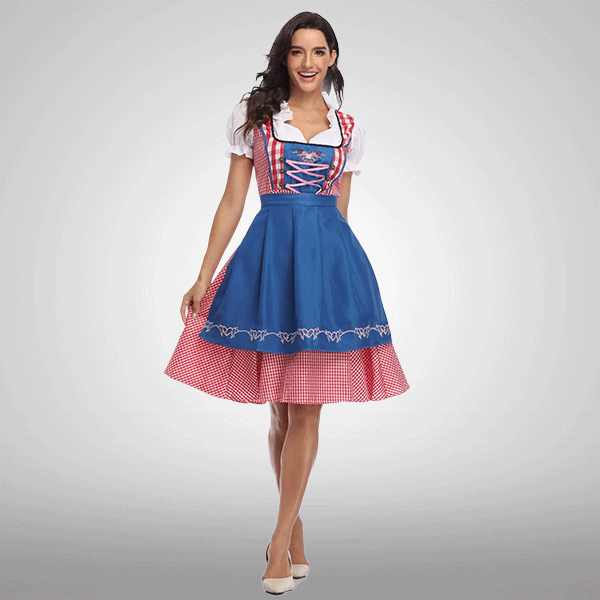 Dirndl Oktoberfest b-Blu e Rosso