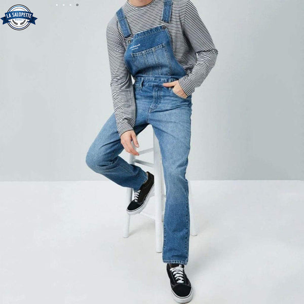 Salopette di Jeans Denim da Uomo Blu