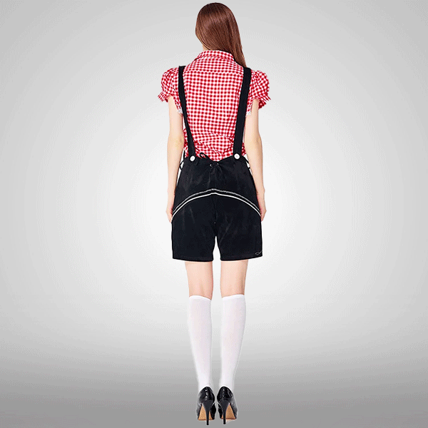 Salopette Chemise à Carreaux Rouge