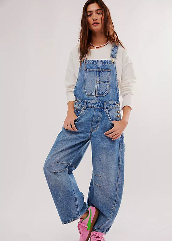 Salopette Jeans a Gamba Larga