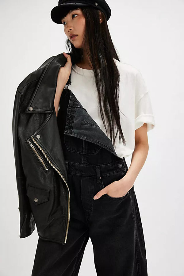 Salopette in Denim Nero Soot