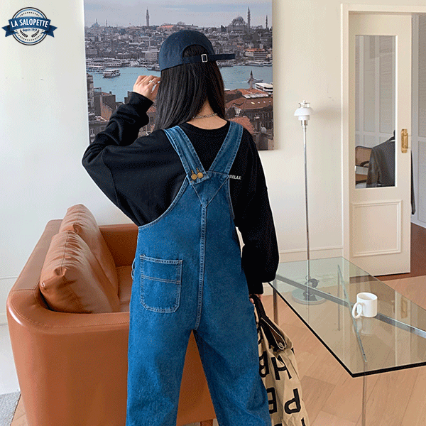 Salopette di Jeans Blu Marino Donna