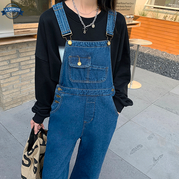 Salopette di Jeans Blu Marino Donna