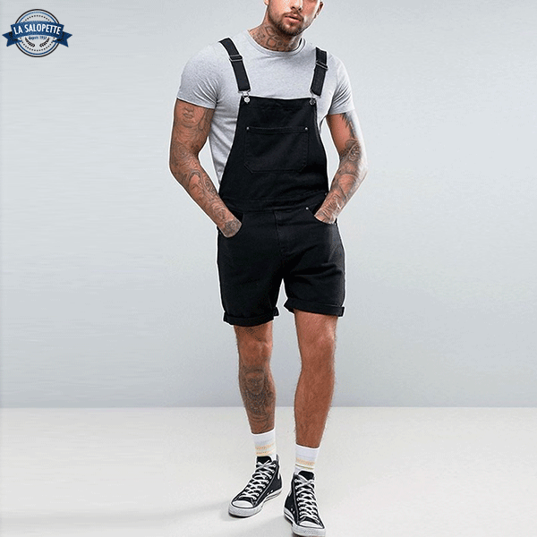 Salopette Corta Jeans Neri