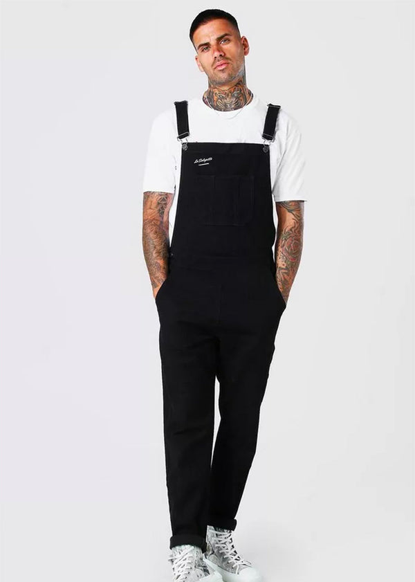 Salopette in Denim Nero Carbone