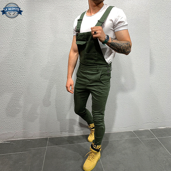Salopette in Jeans Verde Cachi