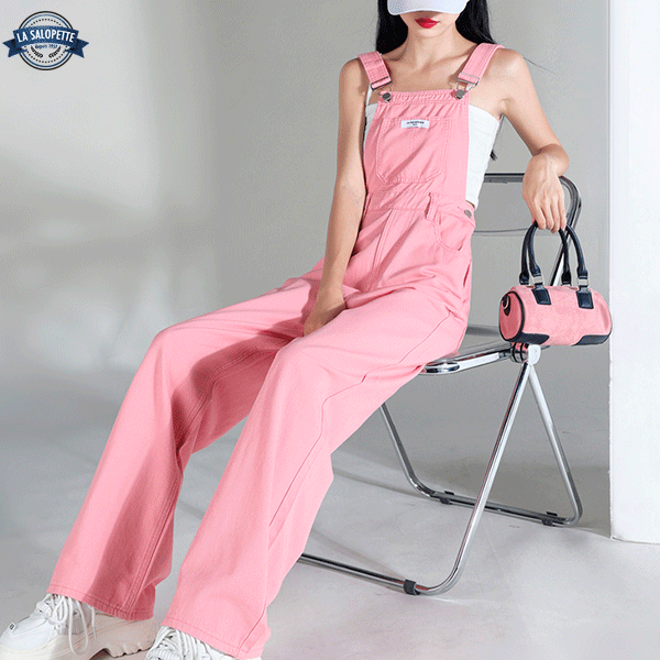 Salopette di Jeans Rosa Cipria