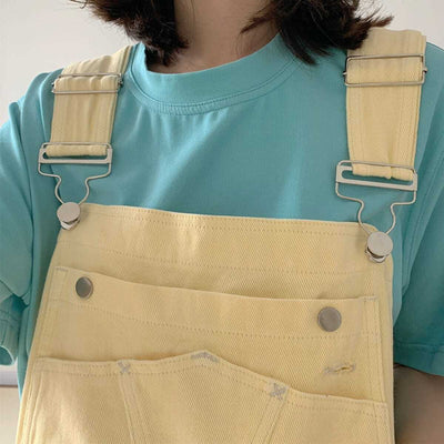 Salopette di Jeans Giallo Pastello