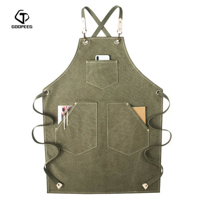 GOOPEEG grembiule da lavoro estivo in tela denim versione coreana parrucchiere barista floreale LOGO personalizzato in vita