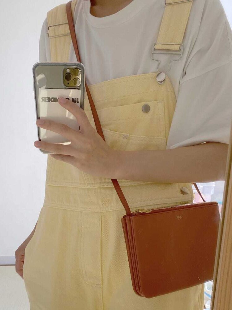 Salopette di Jeans Giallo Pastello