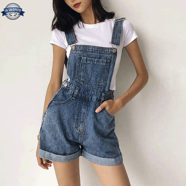Salopette Corta Jeans Blu Electra