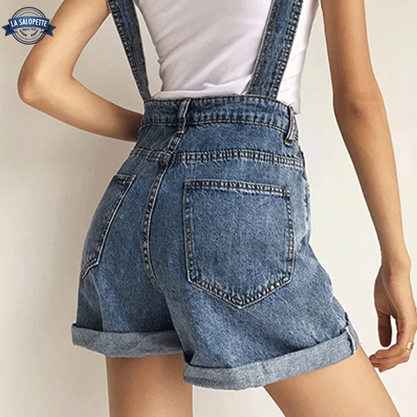 Salopette Corta Jeans Blu Electra