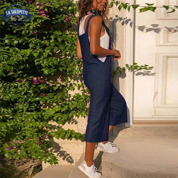 Salopette di Lino Blu Semplice
