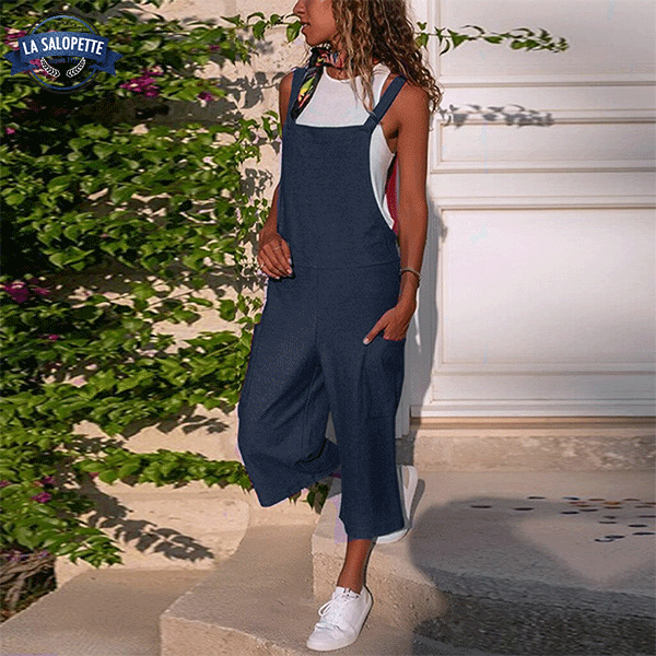 Salopette di Lino Blu Semplice