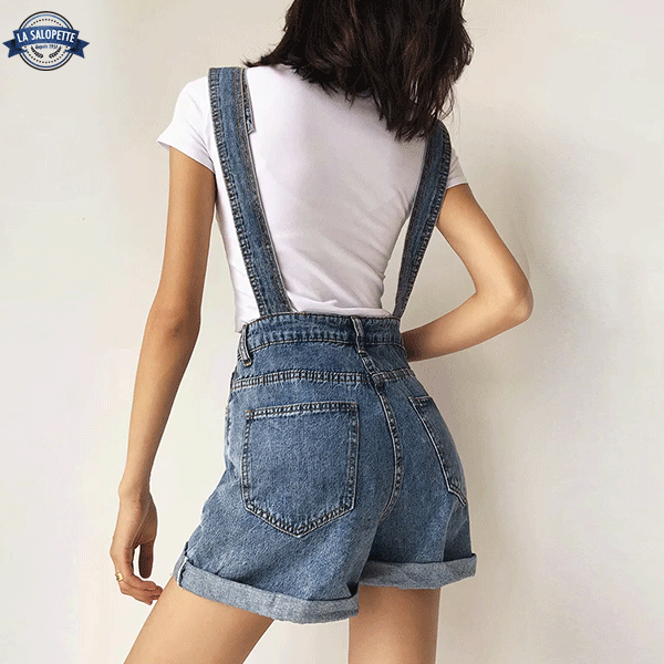 Salopette Corta Jeans Blu Electra