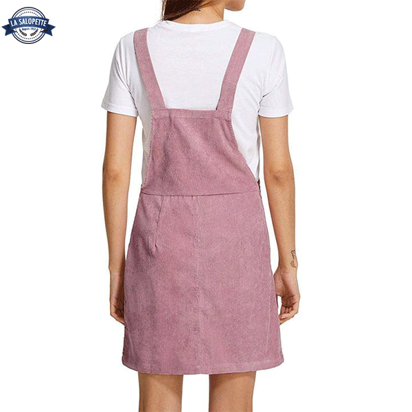 Abito Salopette Velluto Rosa Confetto