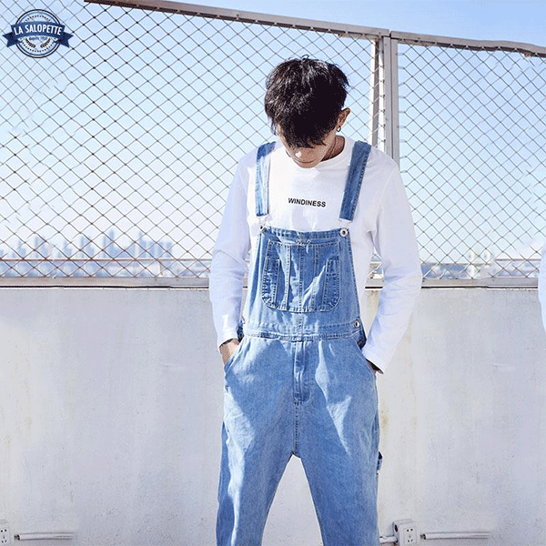 Salopette in Jeans Blu in Denim Chiaro Leto
