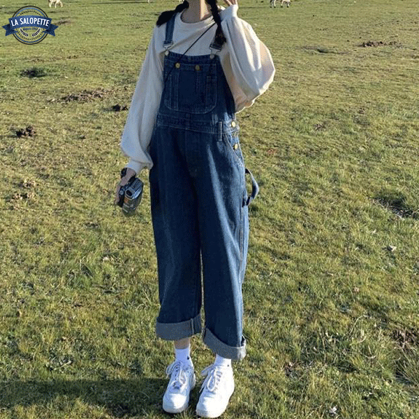 Salopette di Jeans Blu Campestre