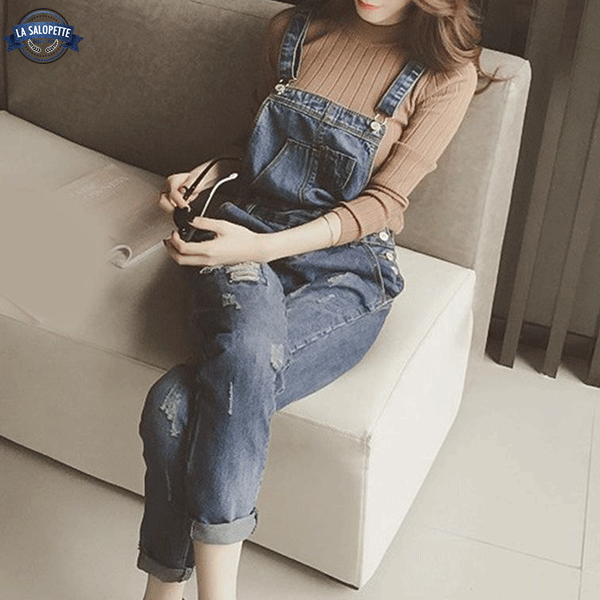 Salopette in Jeans Tessuto Leggero Moderno