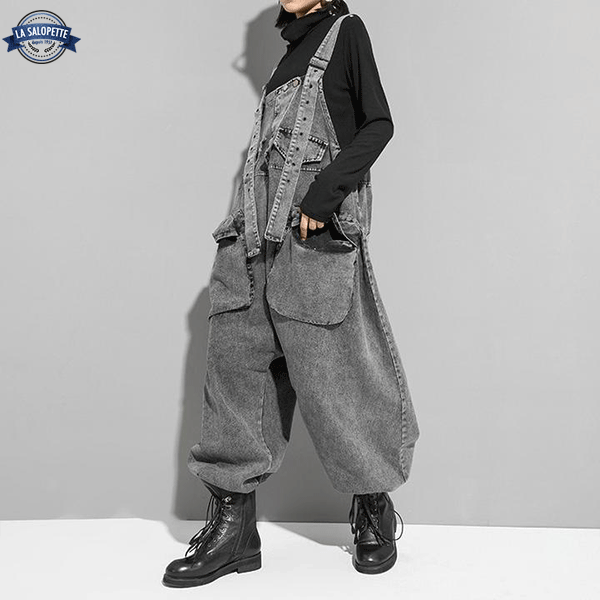 Salopette di jeans Donna Grigia Toshima