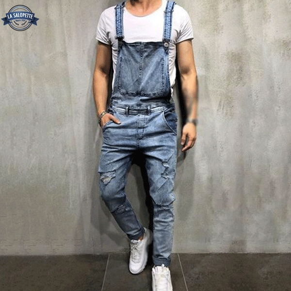 Salopette di Jeans L'Uomo Blu Grizzy