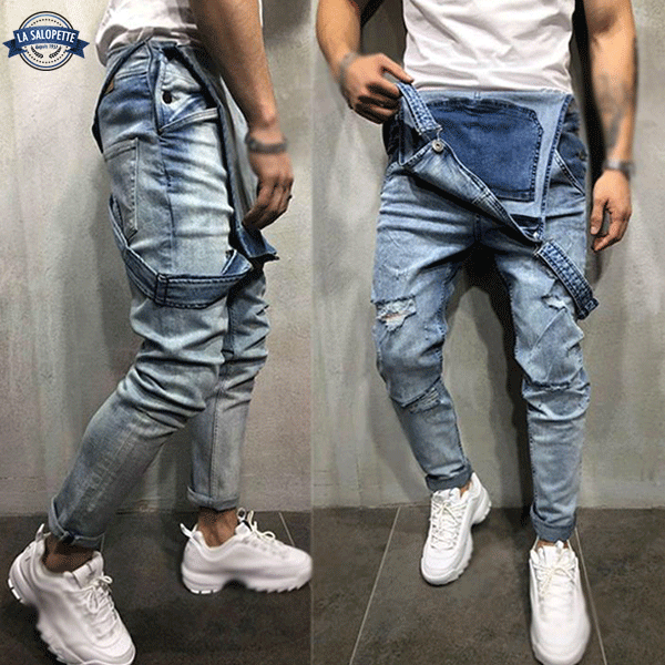 Salopette di Jeans L'Uomo Blu Grizzy