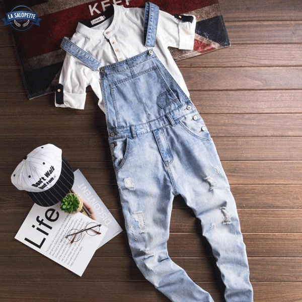 Salopette di Jeans Stile Capitano Uomo