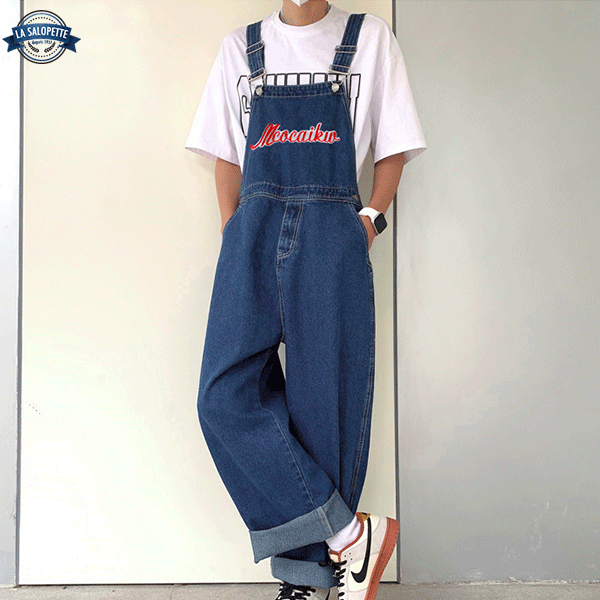 Salopette da Uomo in Denim Salopette da Uomo Jeans Strappati lavati