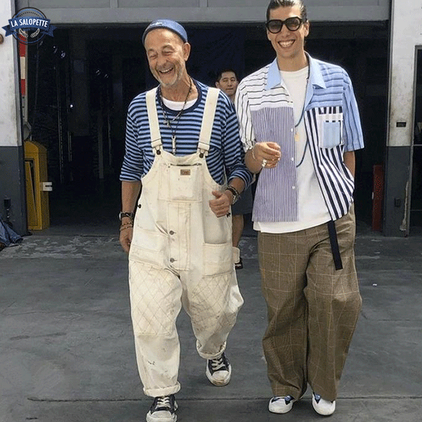 Salopette di Jeans Uomo Bianco Neve
