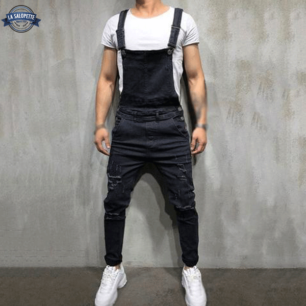 Salopette di Jeans Uomo Grande e Nero