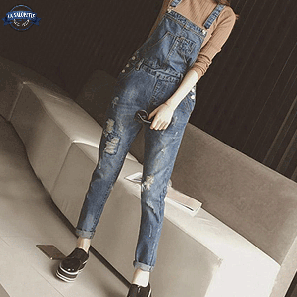 Salopette in Jeans Tessuto Leggero Moderno