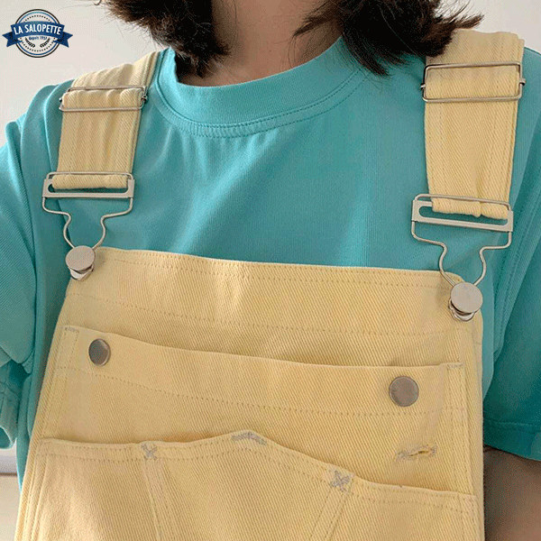 Salopette di Jeans Giallo Pastello