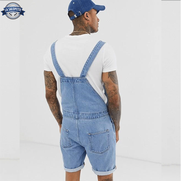 Salopette Short Denim Bleu