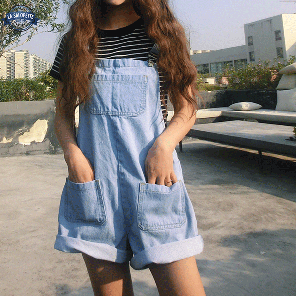 Salopette Corta Kawaii Blu