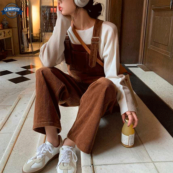 Salopette Vintage Velluto Marrone