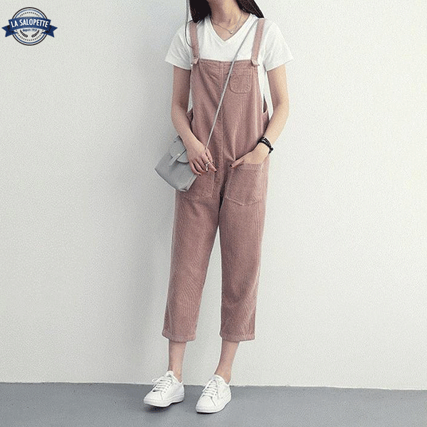 Salopette Velours Rose
