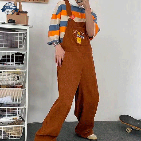 Salopette in Velluto Winnie Puh Marrone