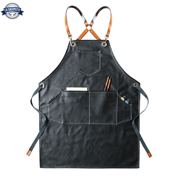 Grembiule da Cucina in Pelle Nera