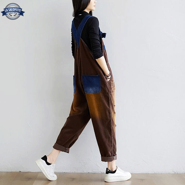 Salopette di Jeans Marrone Fulvo